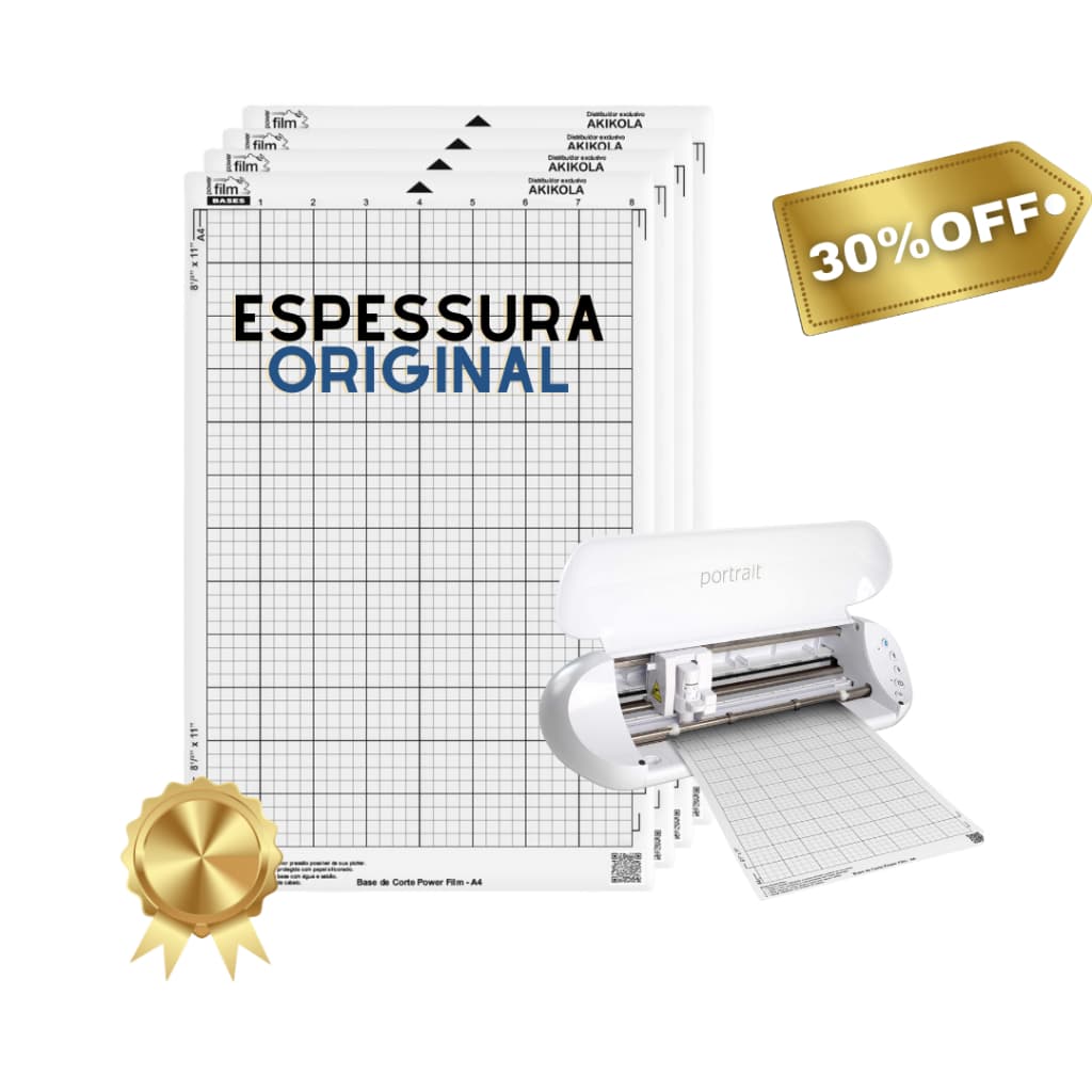 Kit 4 Bases de Corte A4 Transparente Compativel Cameo 1, 2, 3, 4 e 5  - Com Cola 20,3cm x 30,5cm