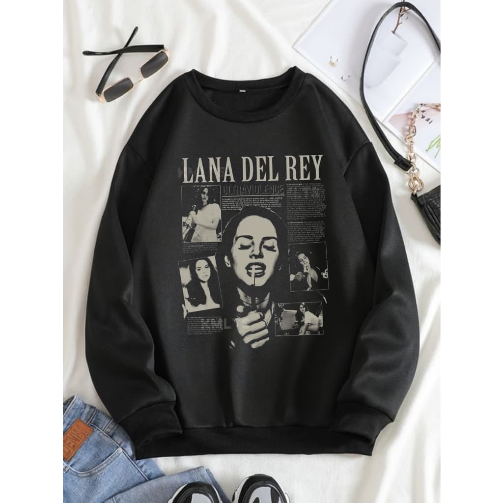 Moletom Gola Careca Sem Bolso Sem Capuz Lana Del Rey Cantora