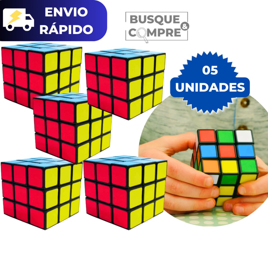Kit com 5 Cubos Mágicos Interativos de Qualidade para Crianças Adultos para Raciocinio Anti Estresse Brinquedos