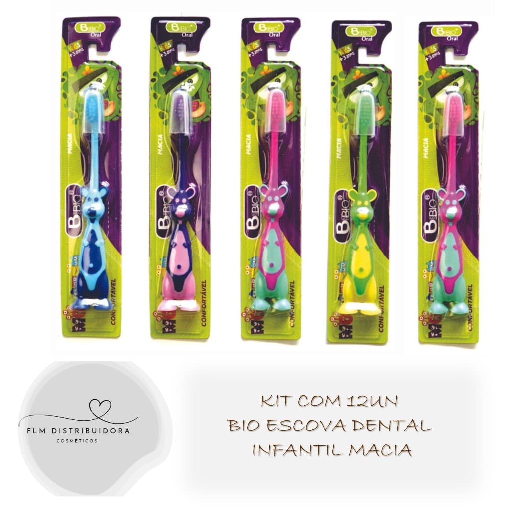 Kit com 12un Bio Escova Dental Infantil Macia