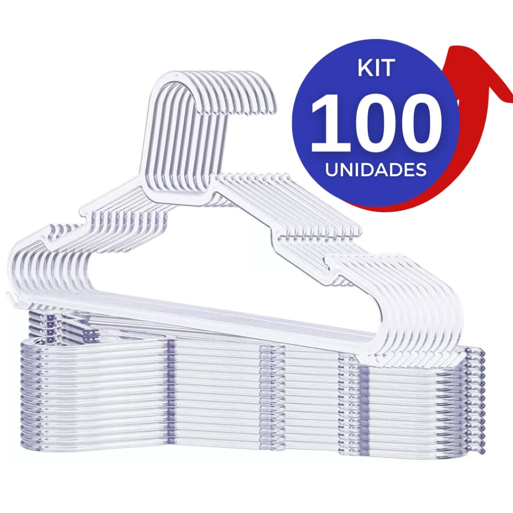 Kit 20 a 100 cabide transparente adulto resistente cabide cristal acrilico reforçado