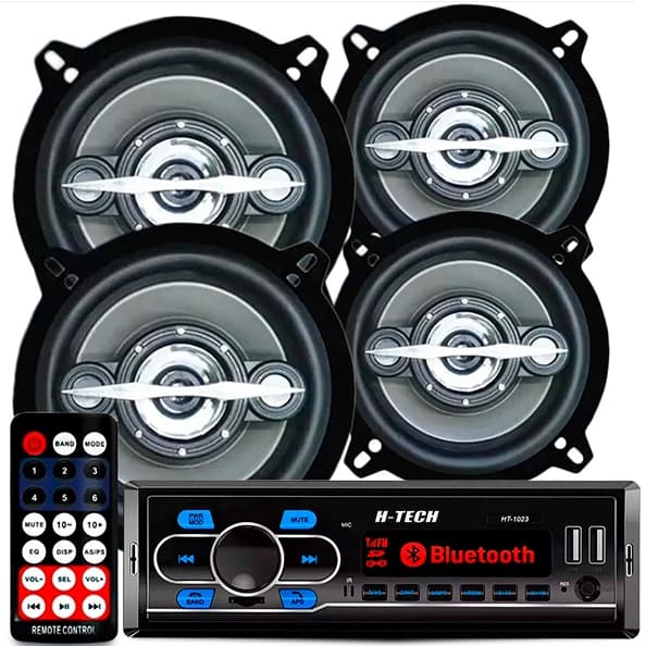 Aparelho Mp3 Com Bluetooth Radio Fm Usb + 4 Alto Falante Leson 5 Polegadas