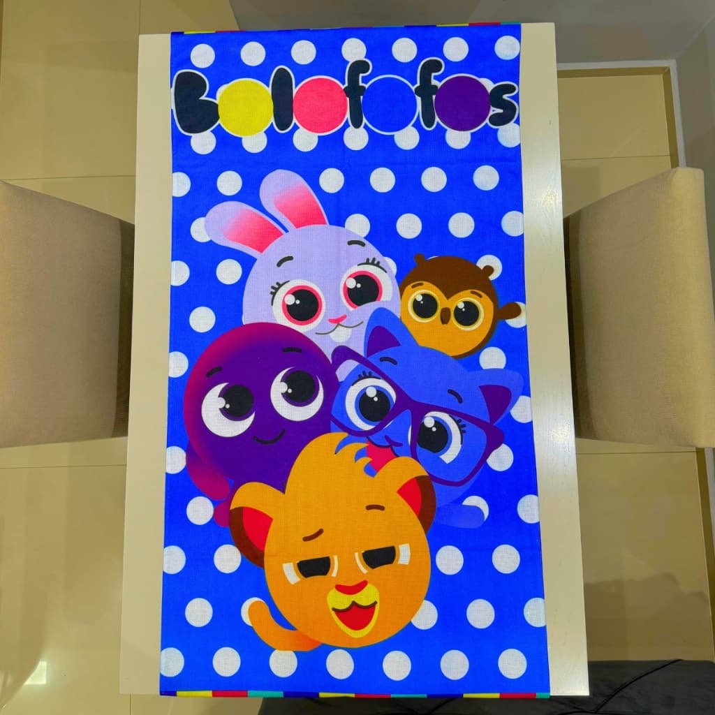 Toalha Infantil Banho Praia Algodão Grande Bolofofos Azul