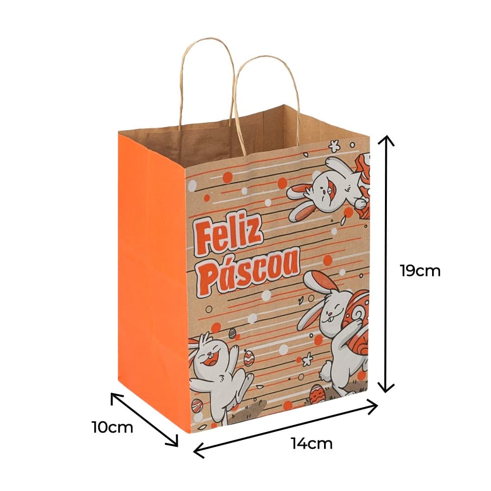 Sacola Kraft Páscoa PP ( 14x10x19 - 30 unid ) Direto da Fábrica ( P4 PP )