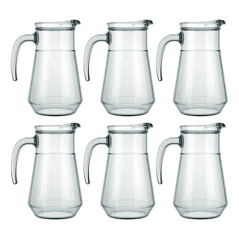 Jarra de Vidro Com Alça 780Ml Jg 6 Unidades Suco Bares Servir Bico Dosador