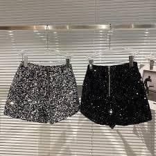 Short Feminino Paetê Brilho Curto Cintura Alta Moda Balada 2025 Tamanho P M G
