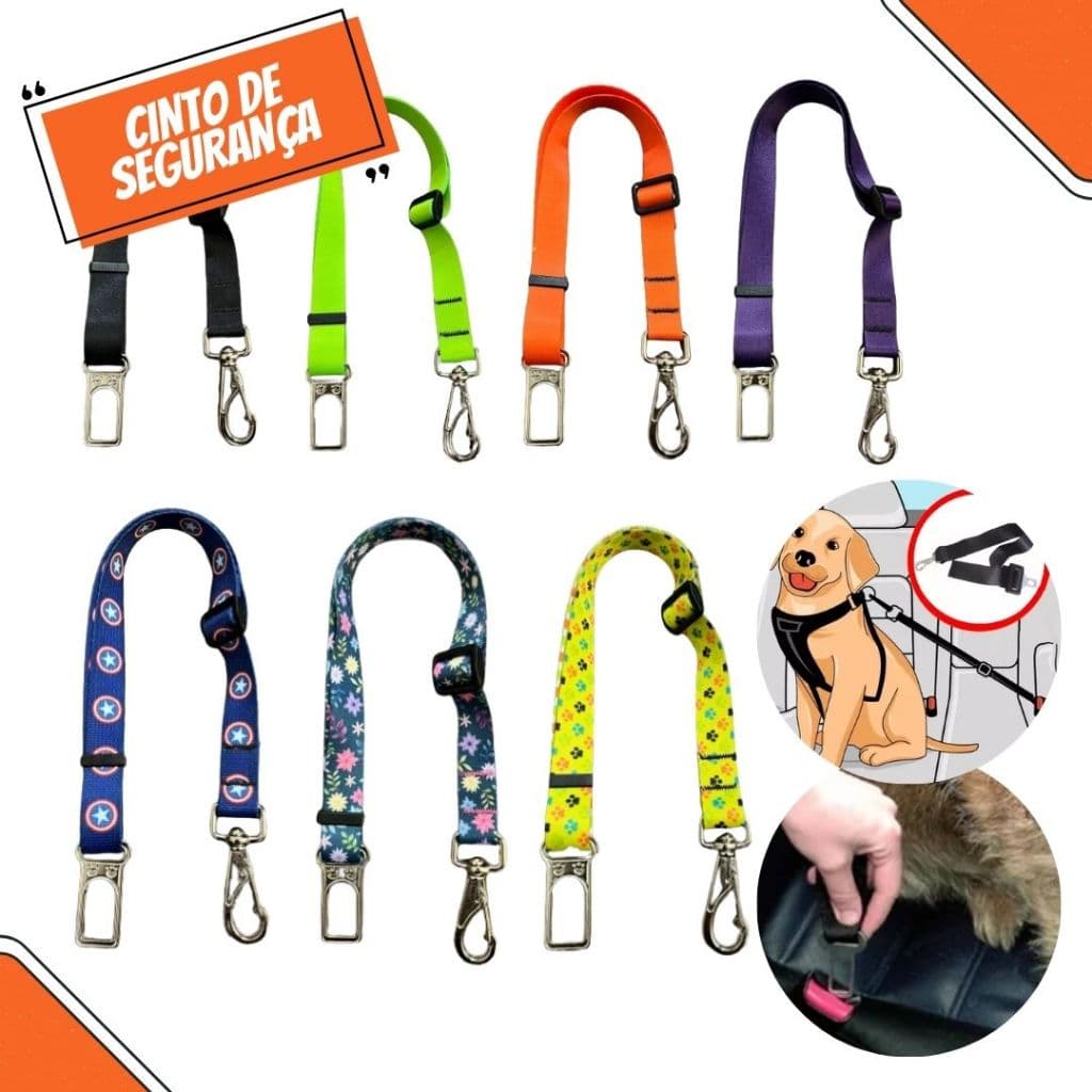 Cinto de Segurança para Cães de Pequeno e Médio Porte com Engate Universal Madiba Pet