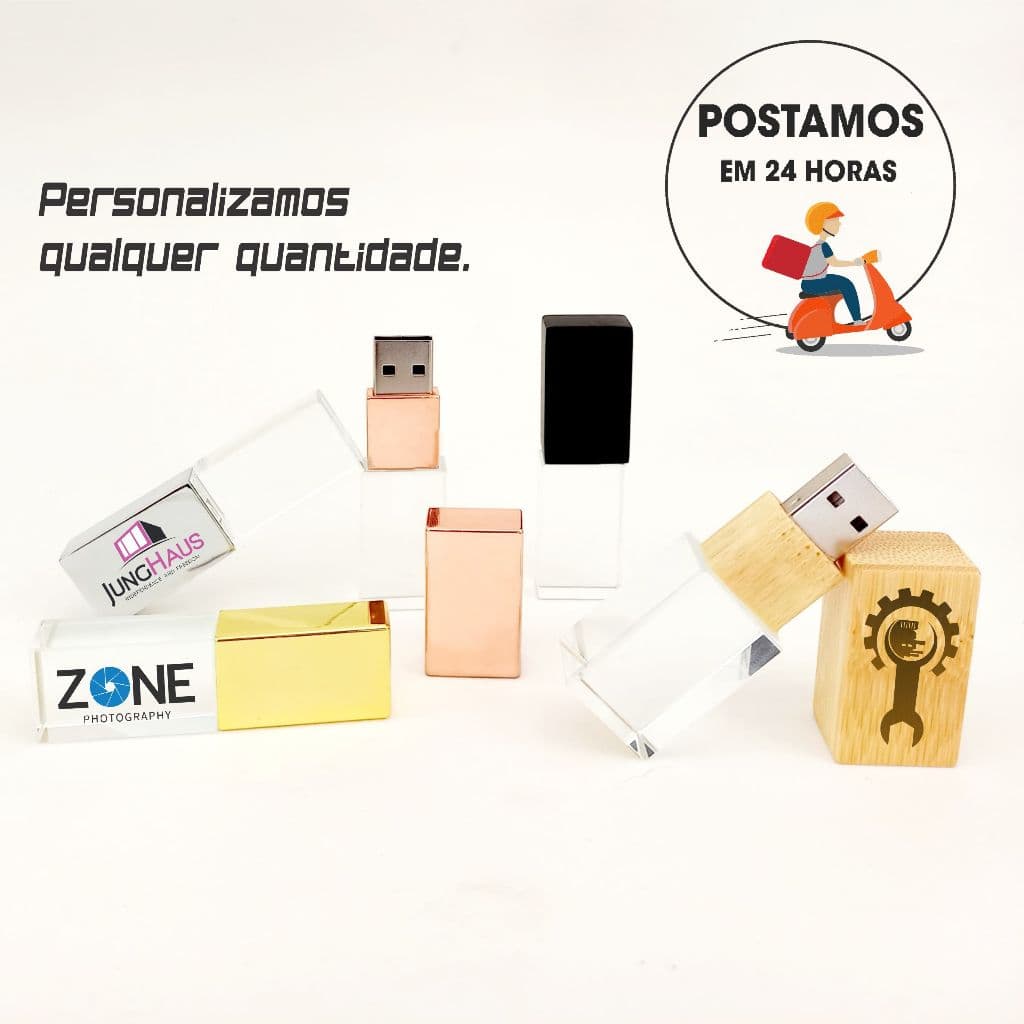 Pen drive de vidro e Metal 4gb 8gb 16gb 32gb 64gb Personalizado PFV255