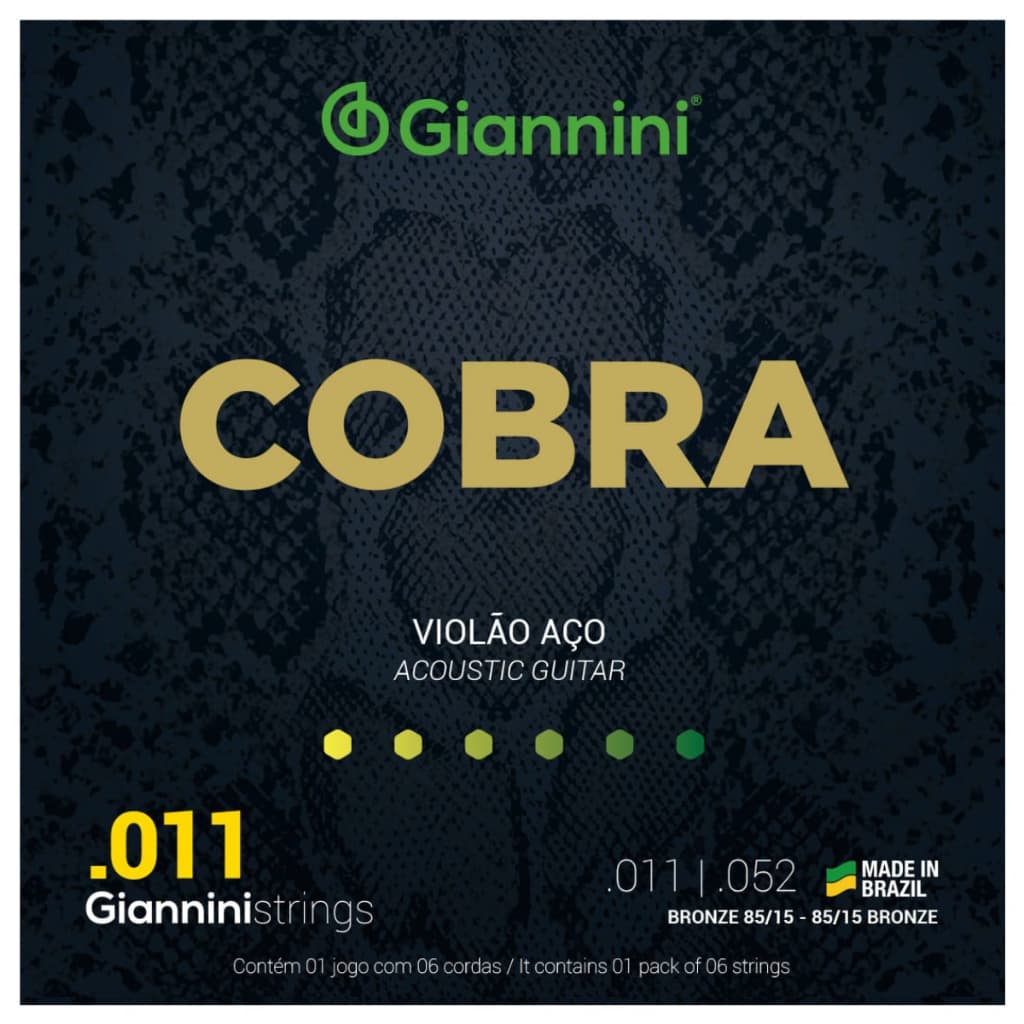 ENCORDOAMENTO GIANNINI PARA VIOLÃO DE AÇO GEEFLK BRONZE 85/15 0.011 C/ BOLINHA