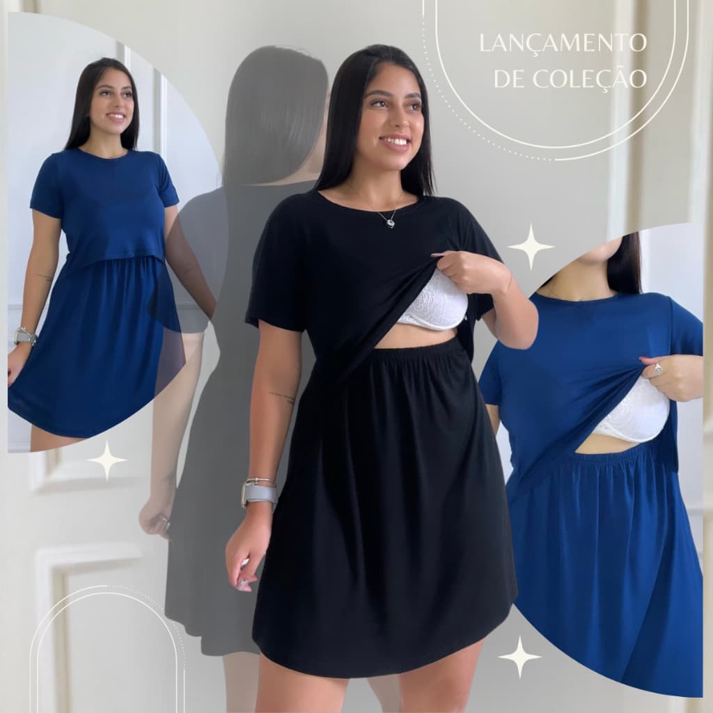 Vestido Amamentação Gestante Cores Premium Grávida Amamentar Maternidade Casual Vestidos Manga Curta