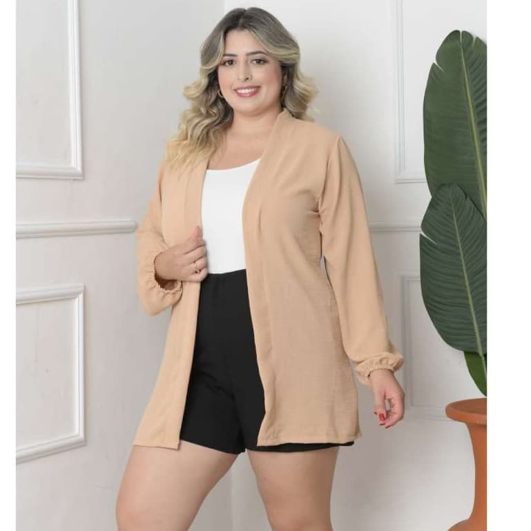 Kimono Blazer Cardigam Feminino de Duna Manga Longo PLUS SIZE