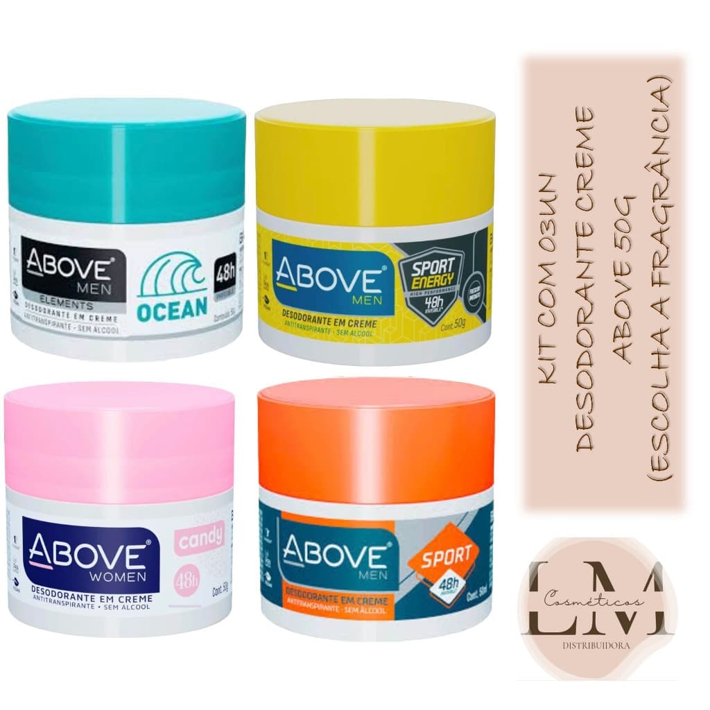 Kit com 03un Desodorante Creme Above 50g (Escolha A Fragrância)