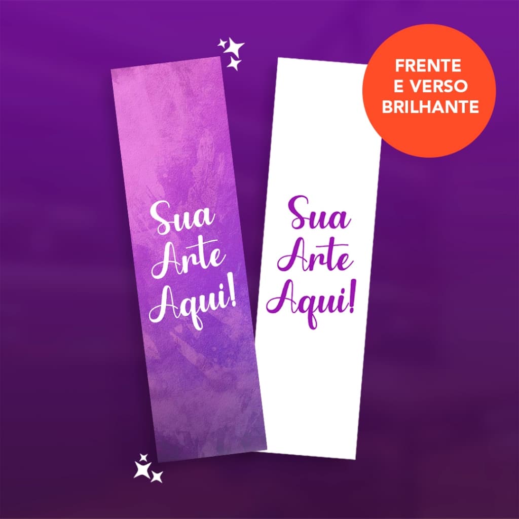 Marcador de Página Personalizado Frente e Verso com Brilho para Livros 5cm x 18cm