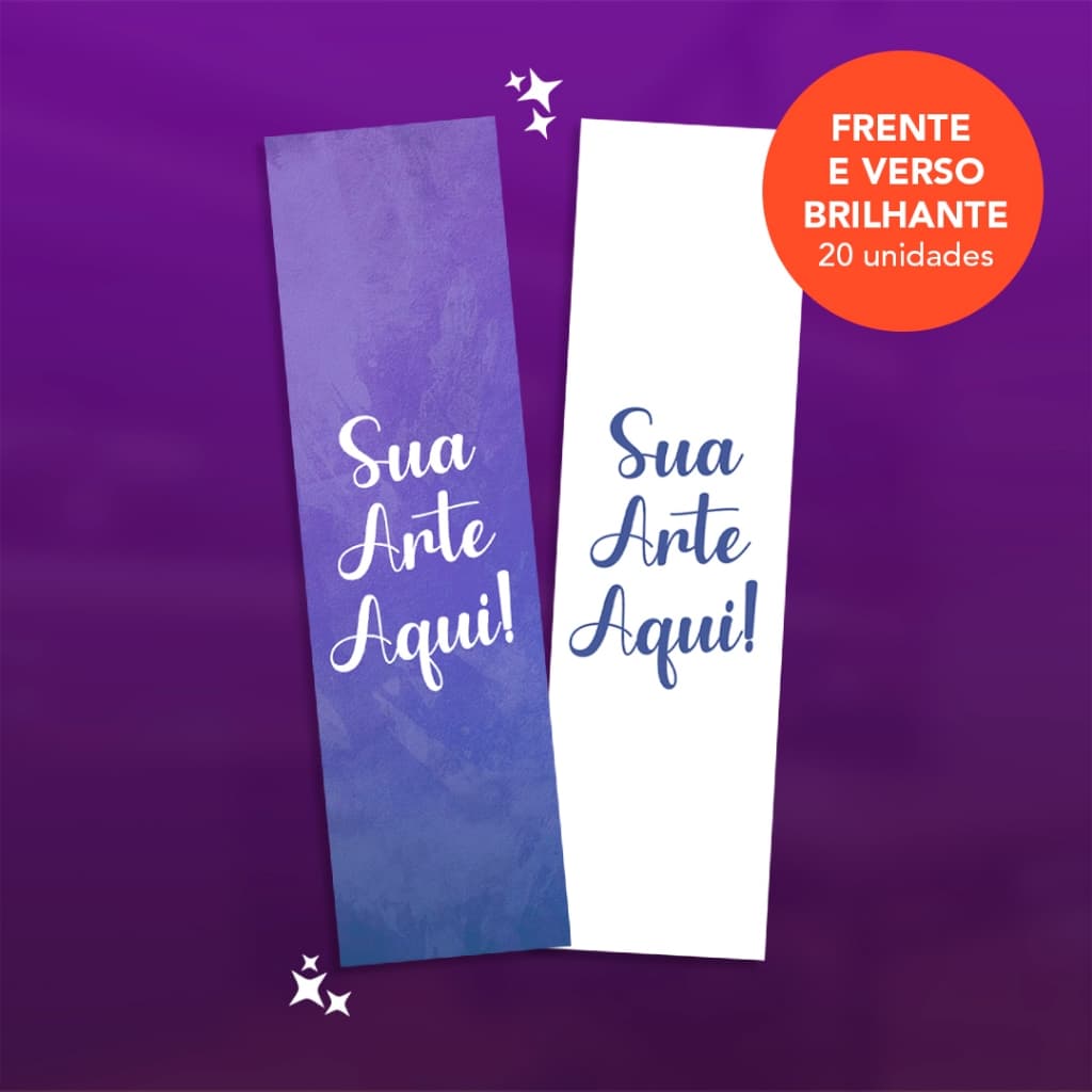 20un Marcador de Página Personalizado Frente e Verso com Brilho para Livros 5cm x 18cm