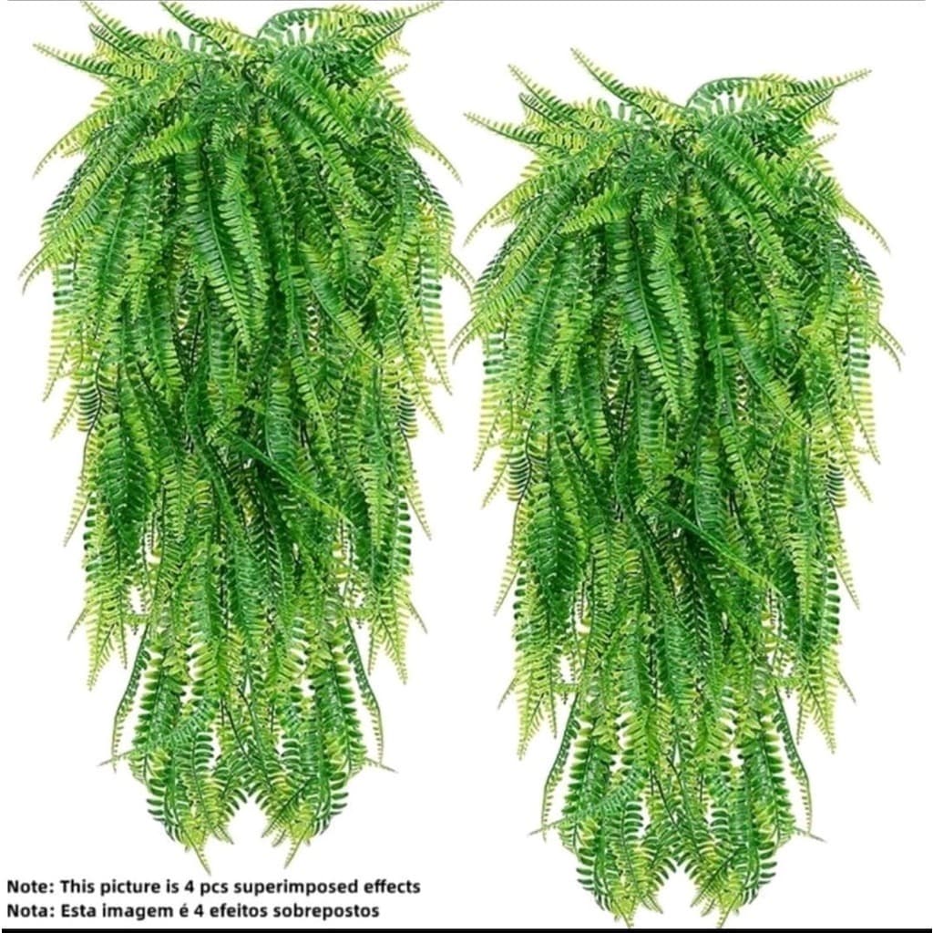 Folha de Samambaia Artificial 80cm Pendurada Verde Artificial