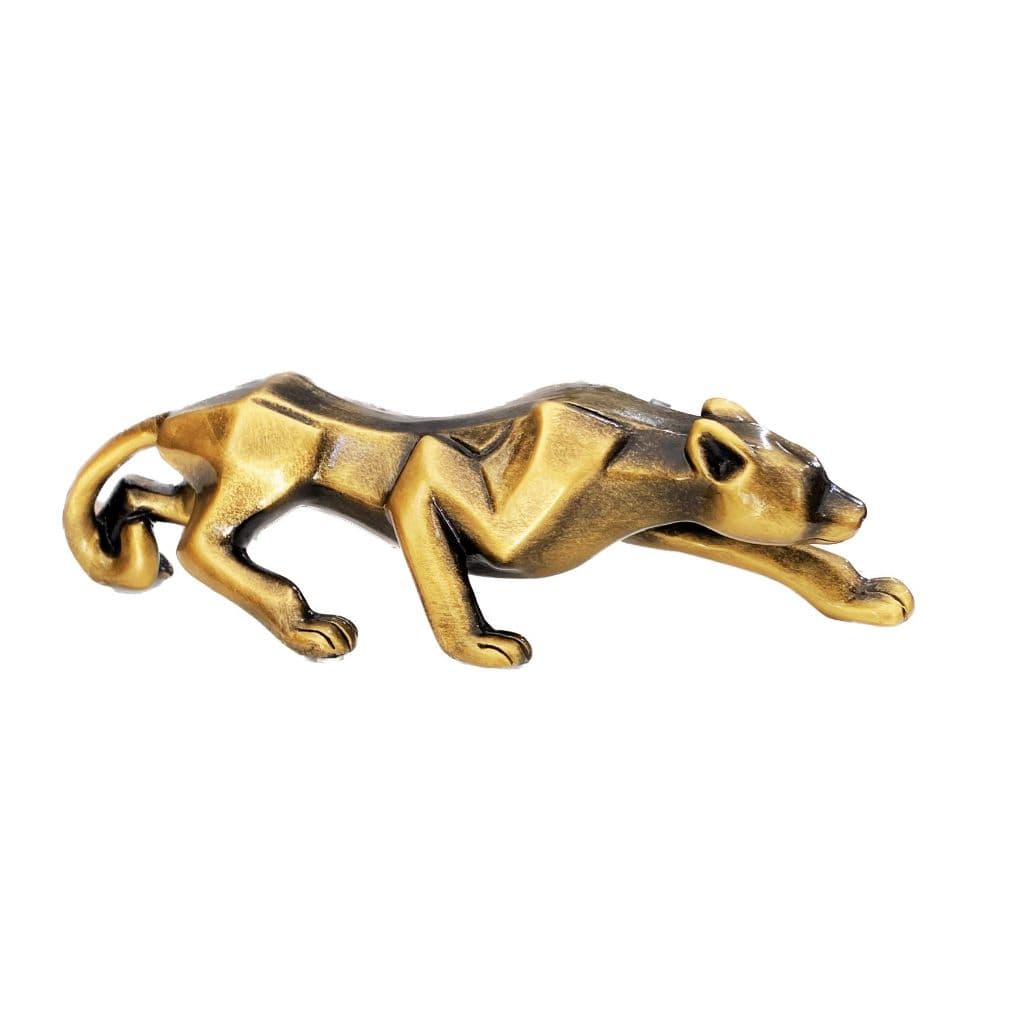 Pantera ataque dourado envelhecido Escultura Estatua Decoração Casa Leopardo decoração de luxo