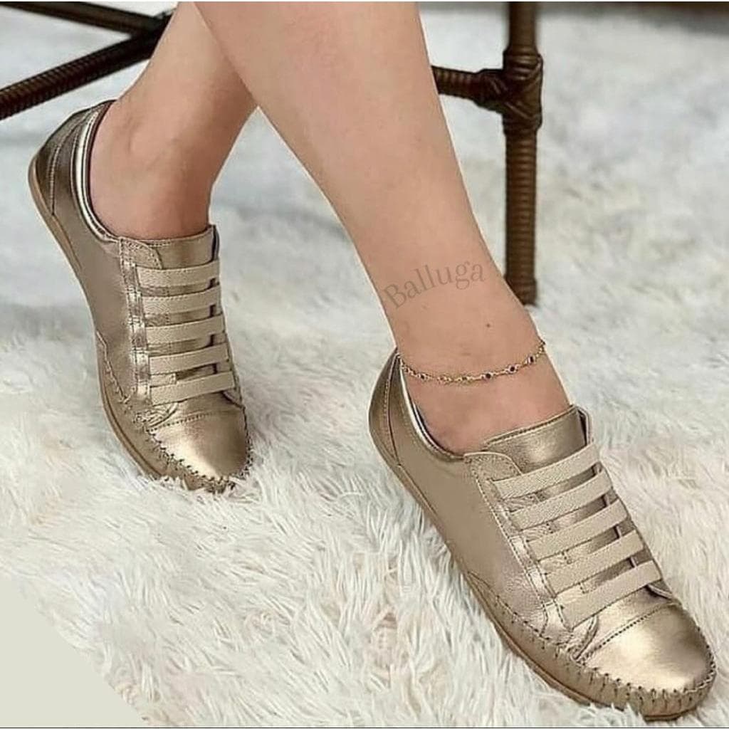 Sapatênis Mocatênis Feminino de Couro Legítimo Prata Velha Metalizado confortável pronta entrega