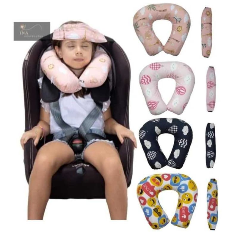 Faixa Apoio Suporte Cabeça de Bebê Cadeirinha Carro + Kit Almofada de pescoço