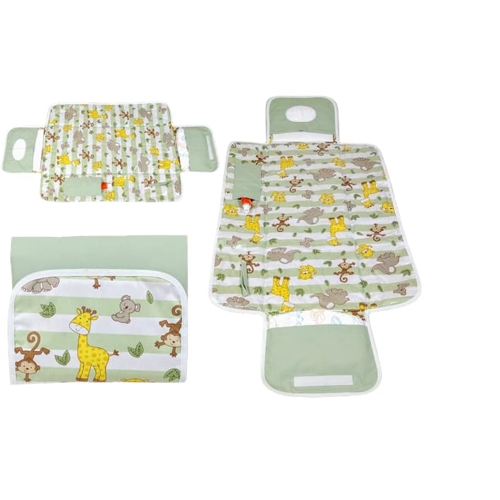 Trocador De Fraldas Portátil Dobrável Com Bolsos Estampas Variadas Tecido 100% Algodão