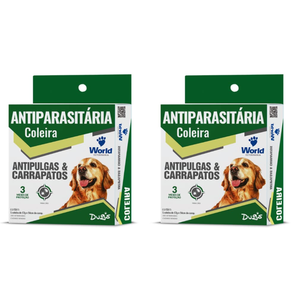 Kit 2 Coleira para cachorro Anti Pulgas Carrapatos