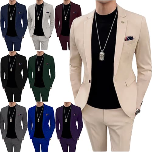 Terno Slim Masculino Bege - Promoção