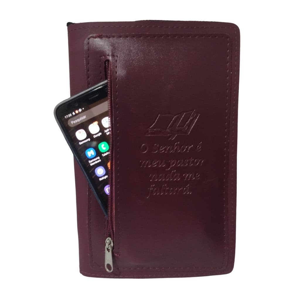 Capa para Bíblia de Estudo Grande, com Zíper e Bolso Externo Porta-Celular - Número 13