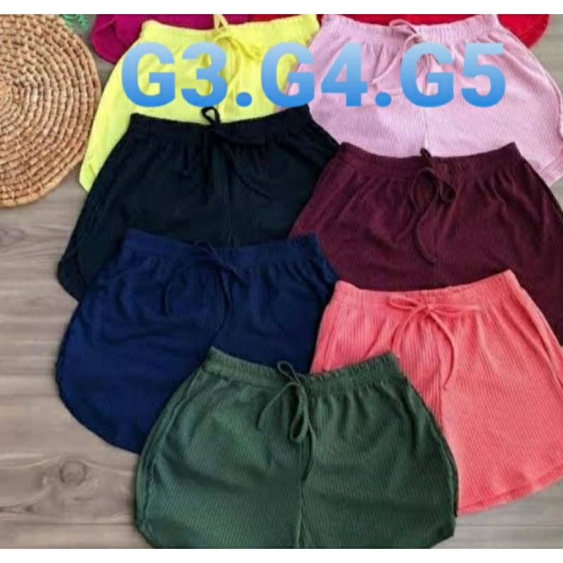 Short malha canelado feminino g3 g4 g5 g6 promoção