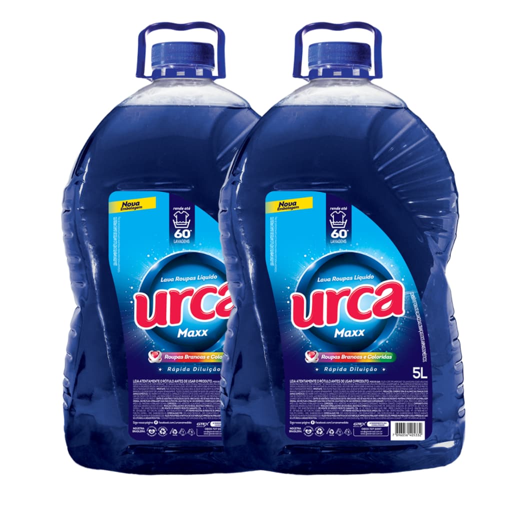 Kit 2 Lava Roupas Liquido Urca Azul 5L