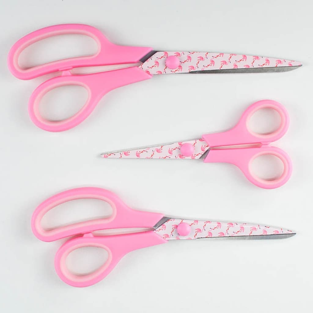 Kit 3 Tesouras Decoradas Corte Costura, Artesanato, Patchwork e Papelaria Aço Inoxidável - FLAMINGO