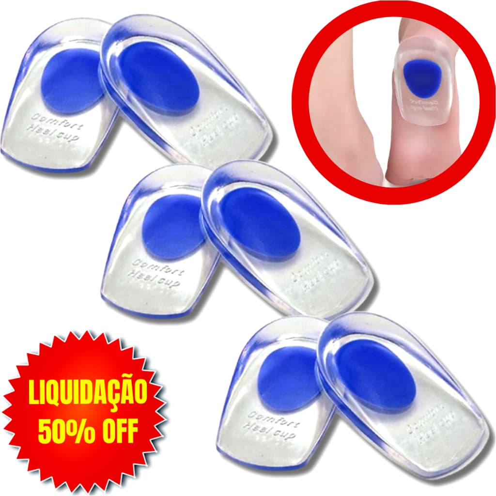 Kit 3 Par Meia Palmilha Silicone Gel Ortopedica Esporao Calcanheira