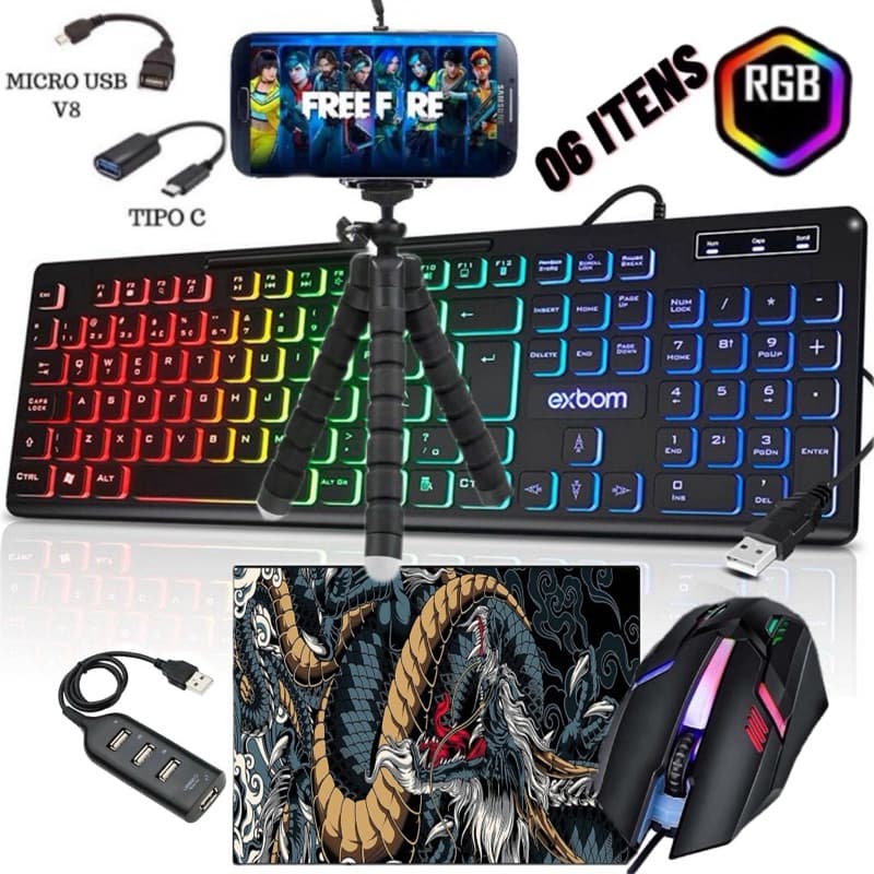 Mobilador Gamer RGB 6 Item Completo Para Celular