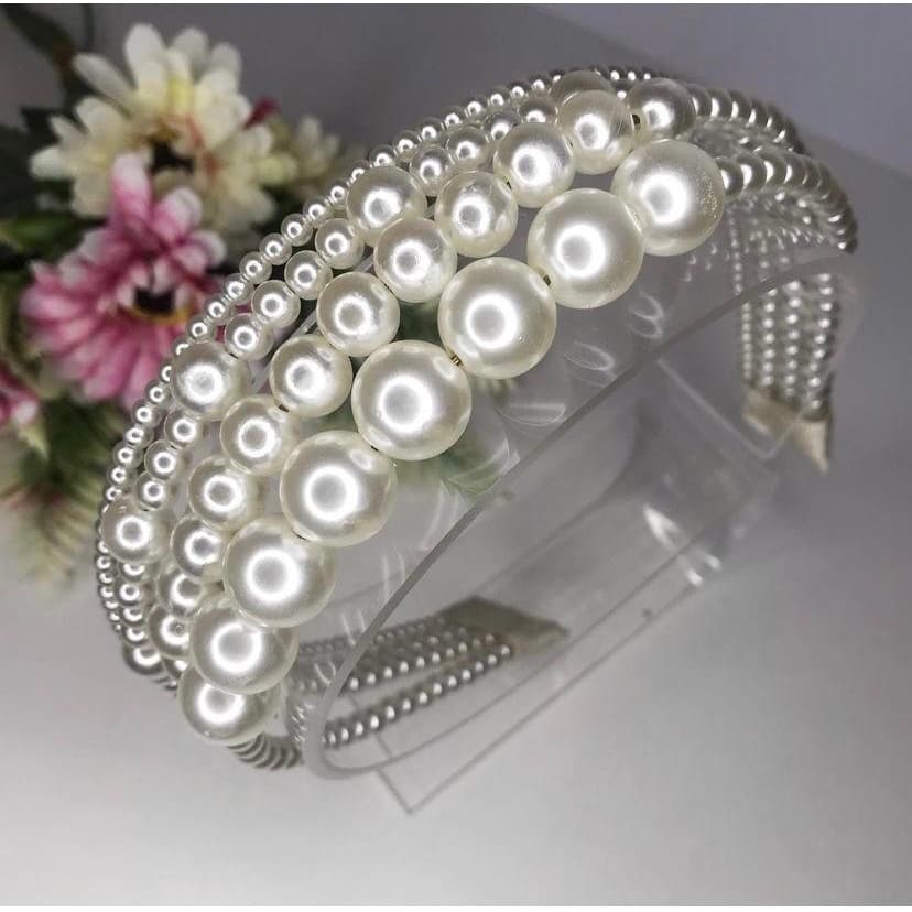 Tiara Arquinho  Luxo Pérola Marília Mendonça 4 em 1 Tendência Moda Acessório Casamento Madrinha Festa Casual casual