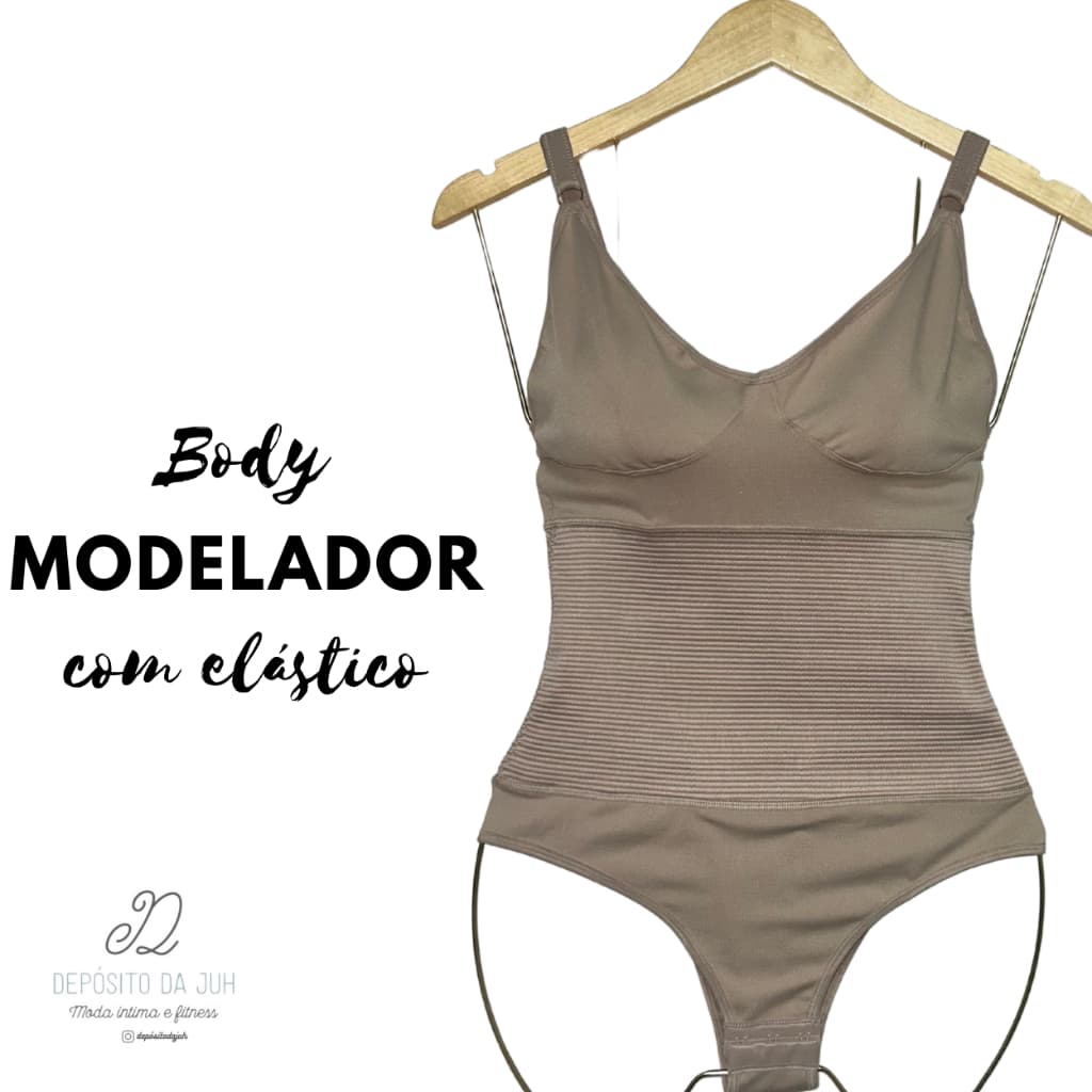 Body Modelador Cinta Alta Compressão Com Faixa Elástica Galena Reforçada Redutor De Medida Feminina