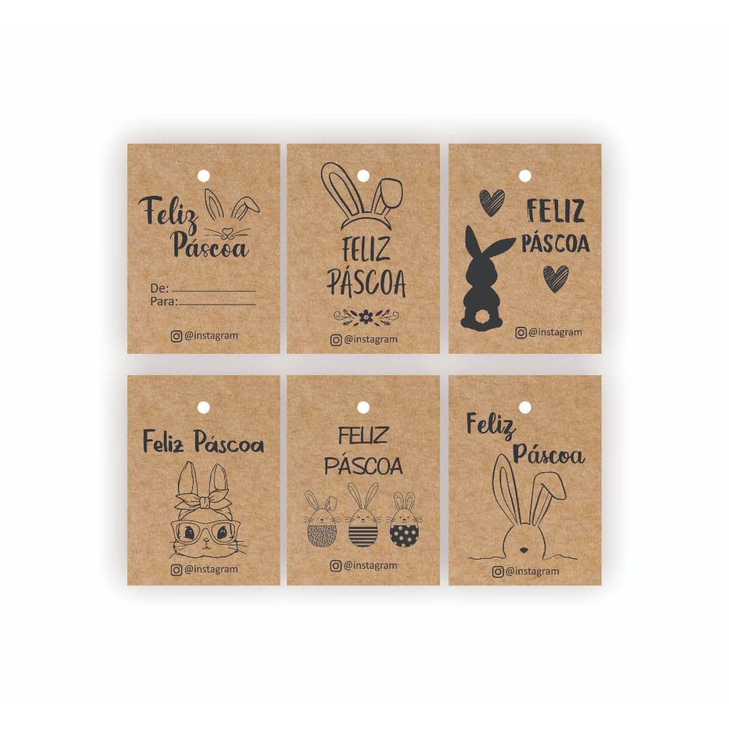 Tag personalizada Feliz Páscoa em Kraft/ Tag para chocolates/ lembrancinhas (100un)