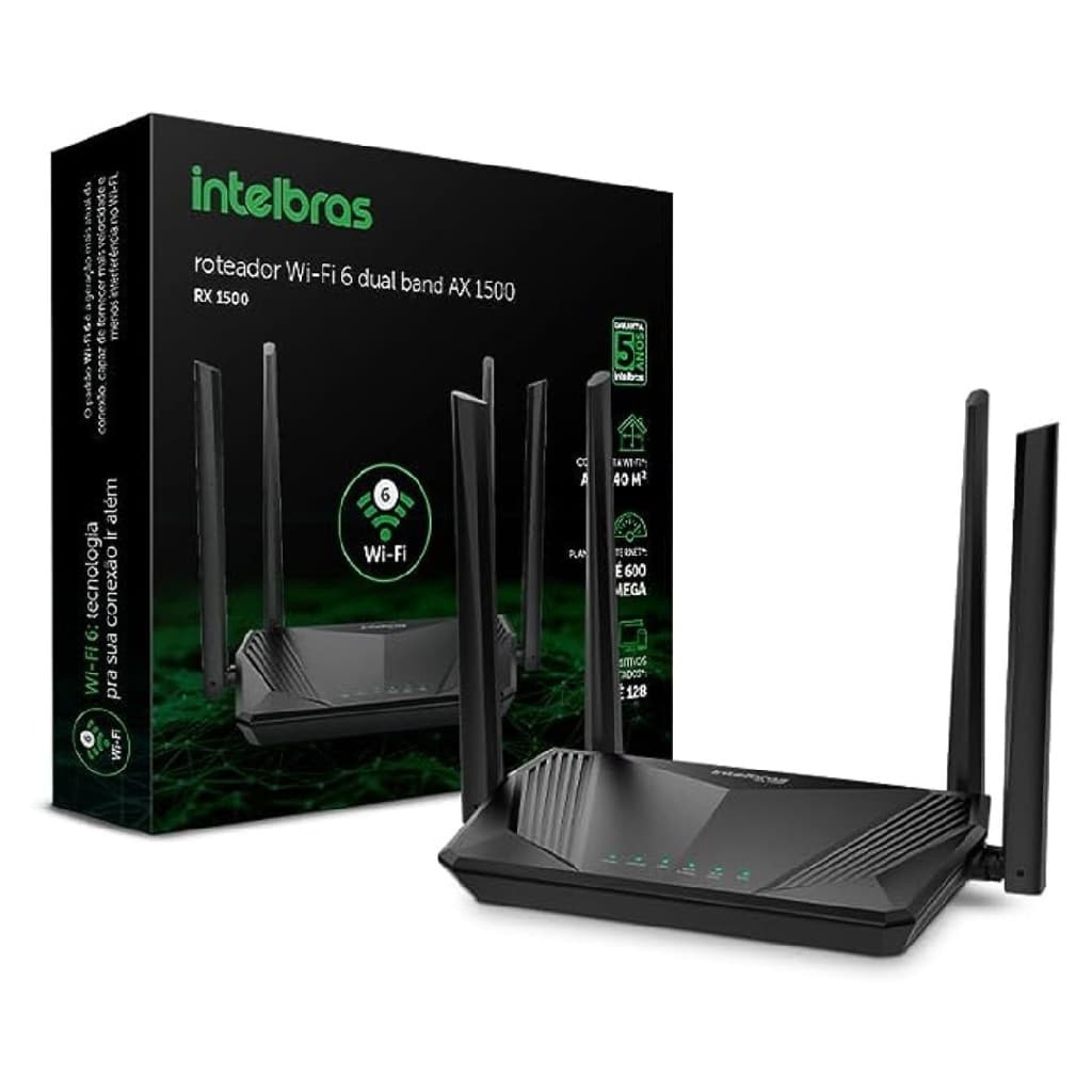 Roteador Wireless Wi-fi 6 AX 1500 dual band Cor Preto 110v/220v