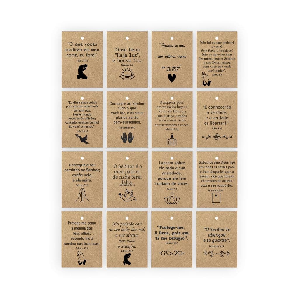 Tags personalizadas Versículos Bíblicos/ Frases religiosas - Sortidos (100un)