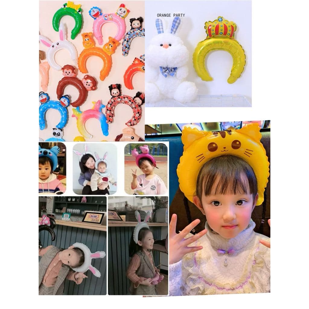 Kit c/5 Balões De Cabelo De Animal Infantil Animais Desenho Animado Faixa Festa De Aniversário Surpresa Decoração
