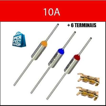 3x Fusível Térmico + Conectores 10A  Escolher a Temperatura  142 160  172  185 190 210