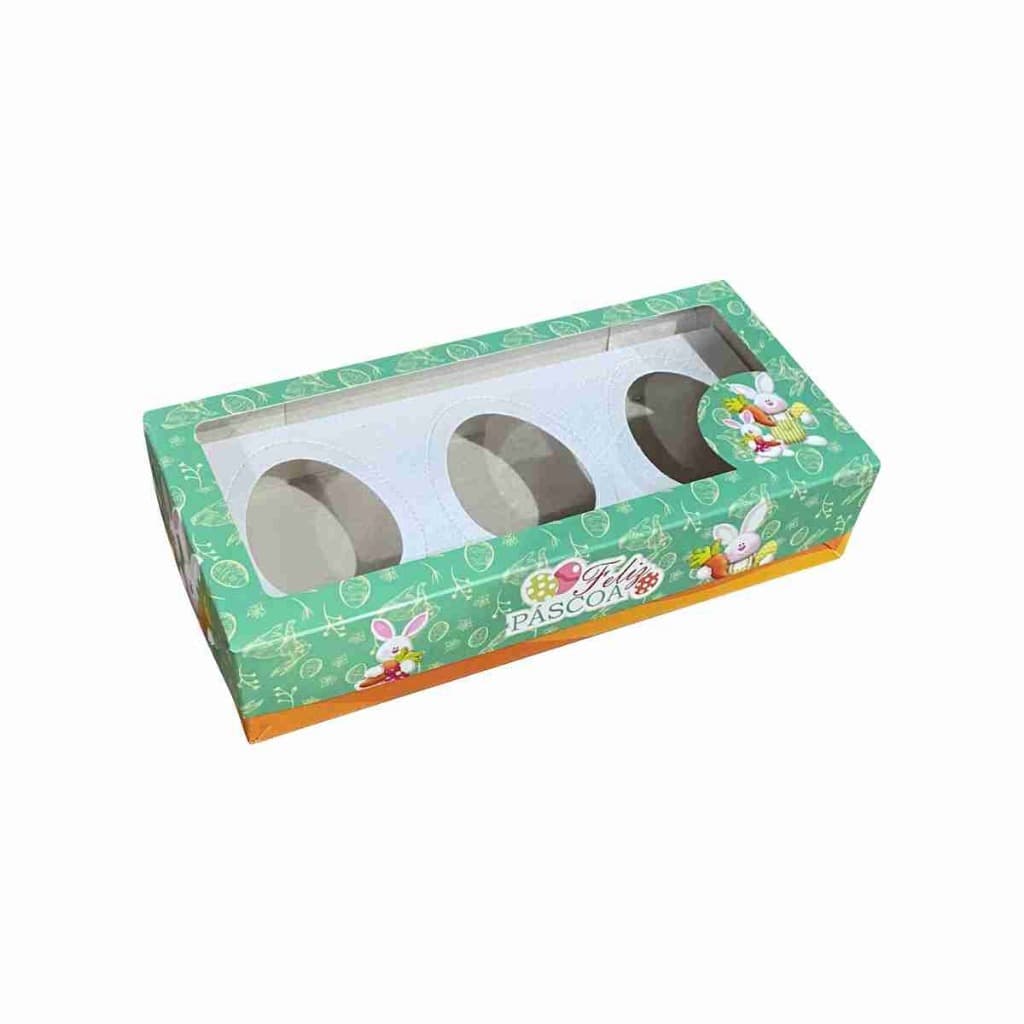 10 Unidades Caixa Para Ovo De Colher Pascoa Caixa Degustação com berço 3 cavidades