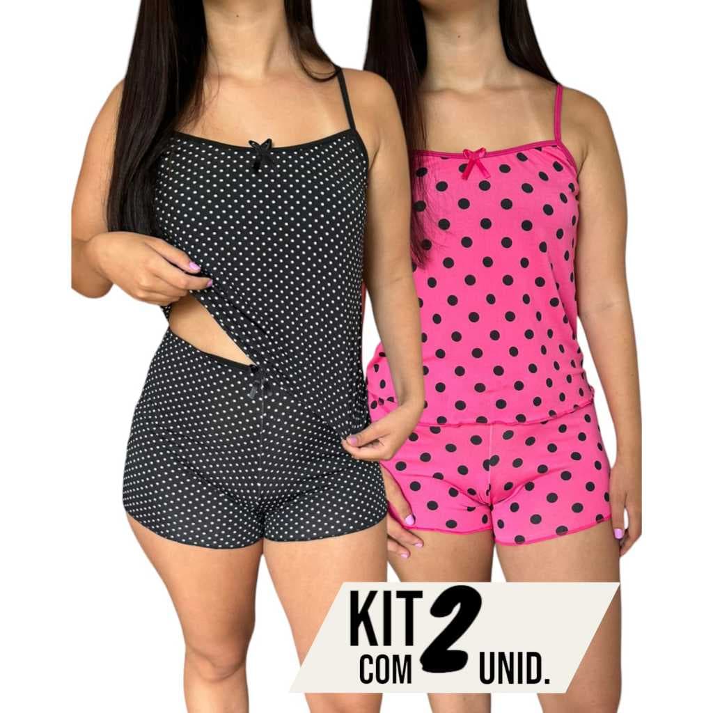 Kit 2 Baby Doll Pijama Feminino Conjunto Short Doll