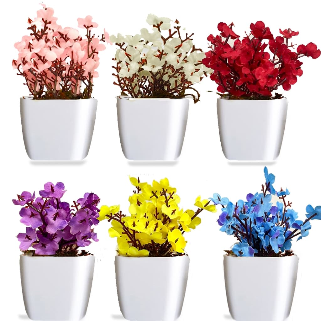 Kit 3 Vasos Vasinhos Para Decoração Com Planta Artificial