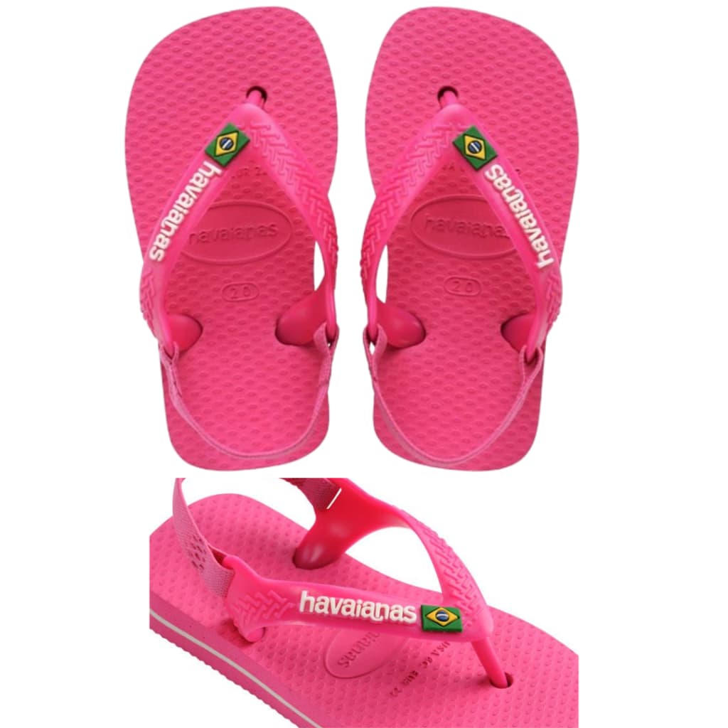 Chinelo Havaianas Baby Brasil Infantil Bebê Elástico Rosa Flux Menina