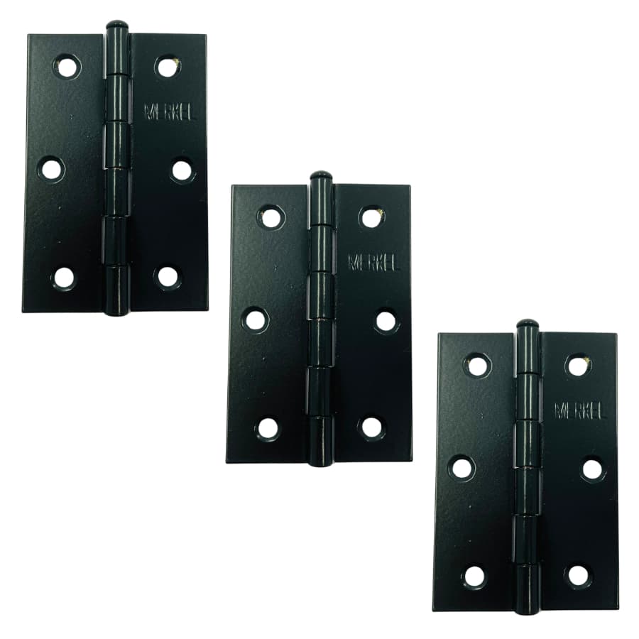 Dobradiça Para Porta de madeira kit com 3 unidades Merkel Preto FZP