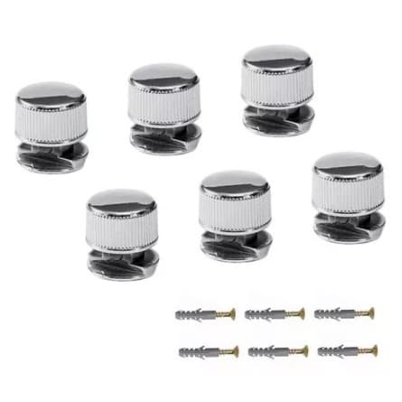 6 Unidades Botão Francês Para Espelho Abs (suporte para espelhos)  Incluso Buchas e Parafusos-Fácil Instalação