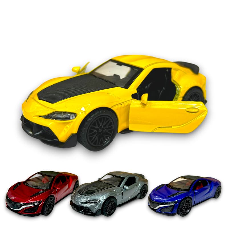 Carrinho Miniatura de Ferro Honda NSX Toyota Supra Abre Portas Fricção