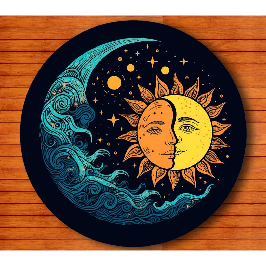 Mouse Pad Redondo Sol e Lua