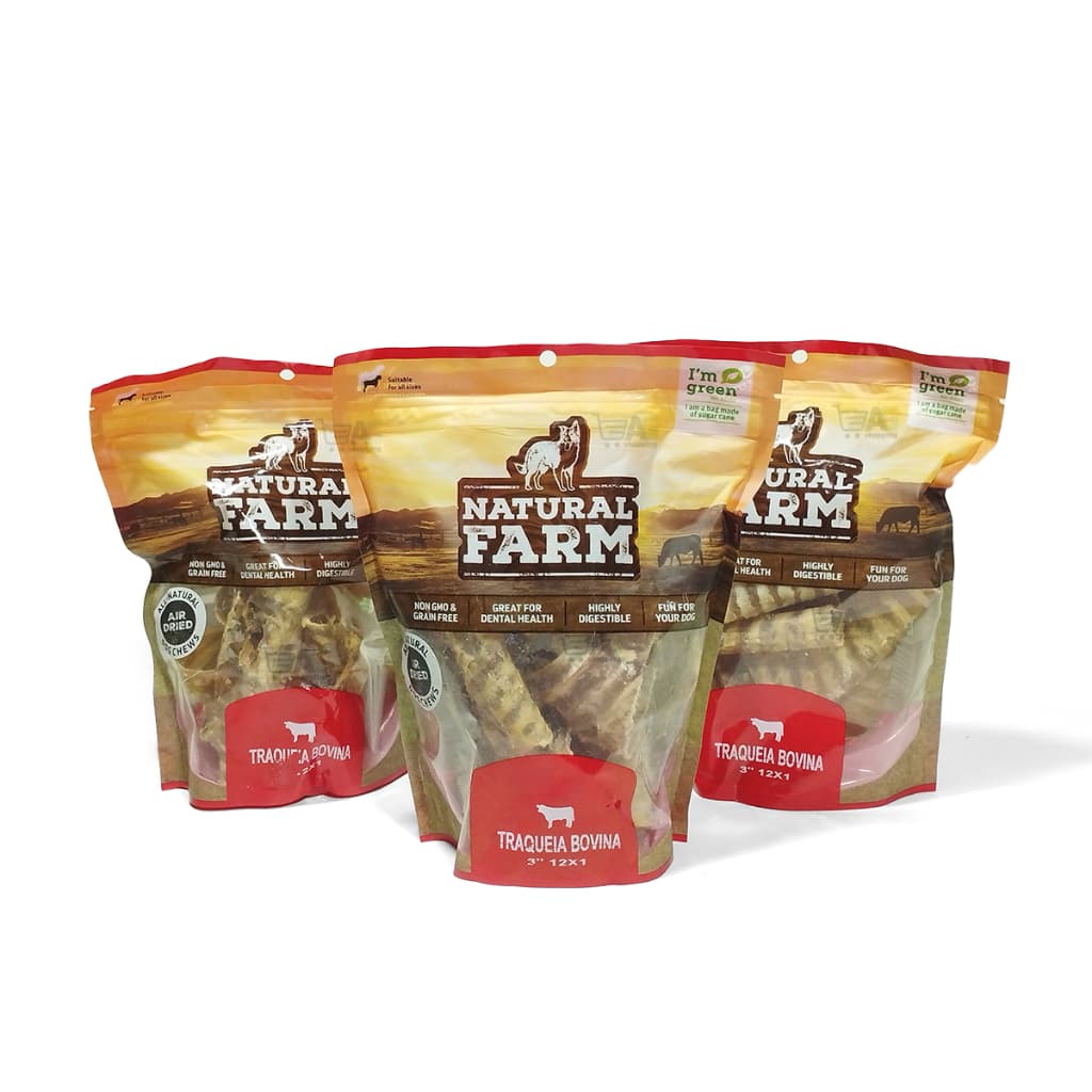 Kit 3 Pacotes C/ 12 Traqueia Bovina Natural Para Cães C/ Nf