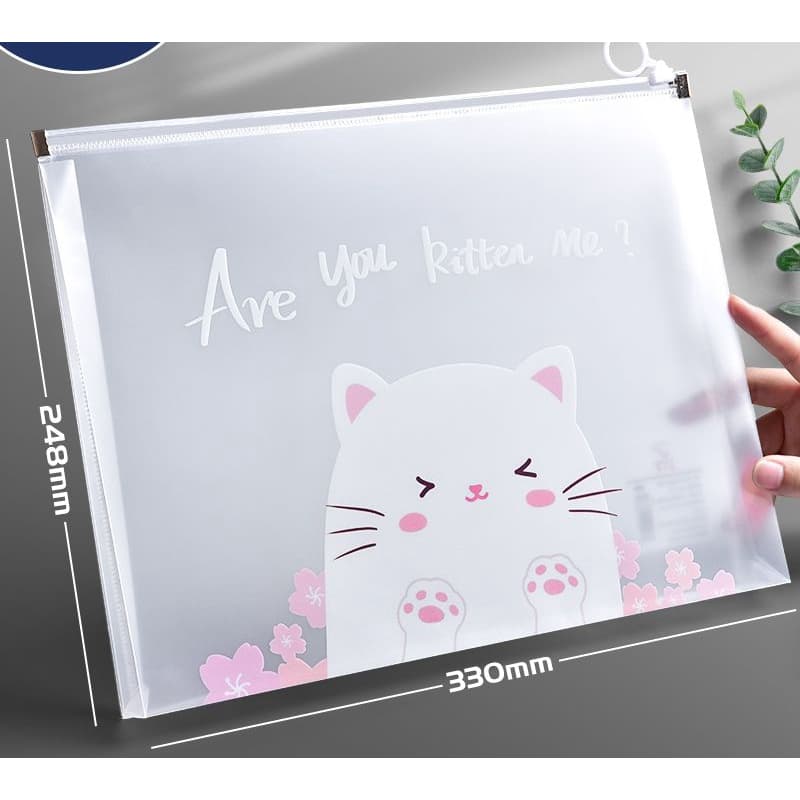 Kit com 4 peças pasta envelope com zíper A4 ，multiuso à prova d'água