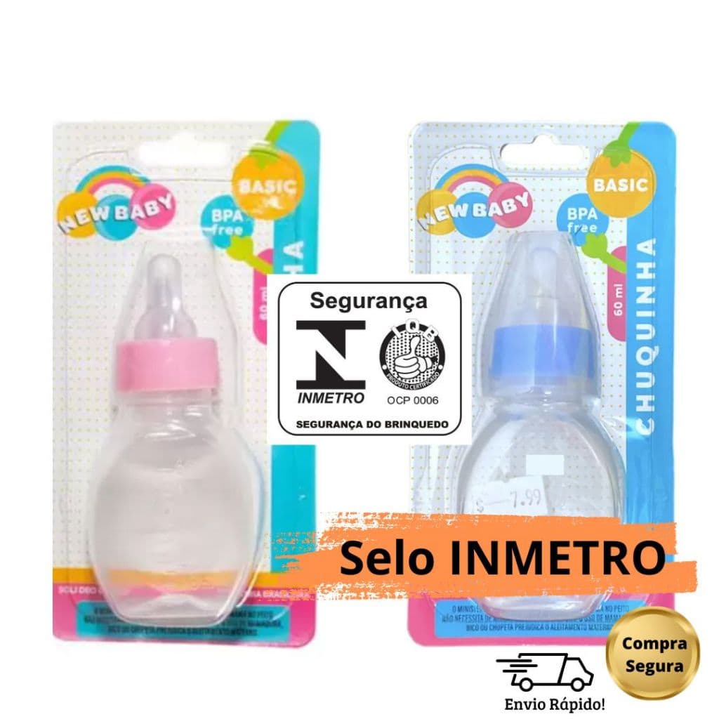 Mamadeira Chuquinha Bebê Recem Nascido Para Bebe 60ml Bico De Silicone Recém
