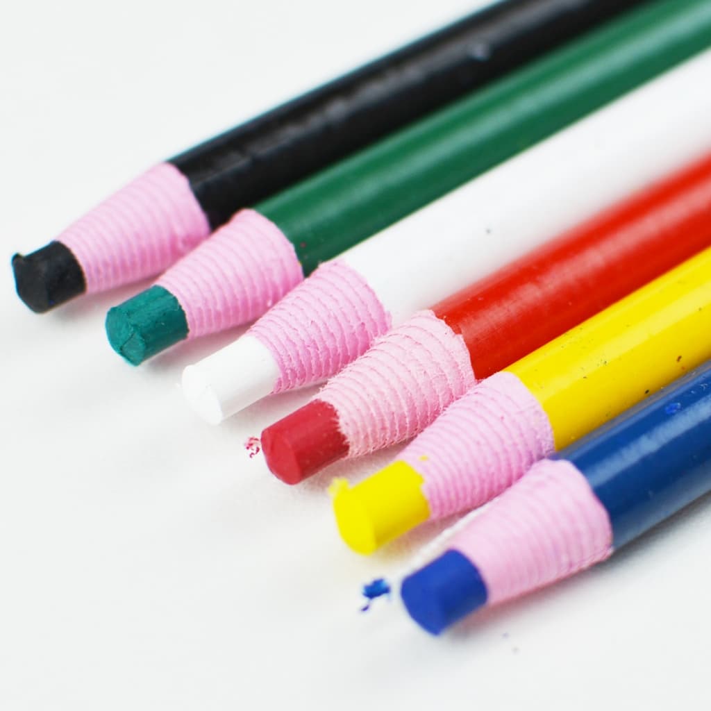 Kit 6 Lápis Marcador de Tecido Giz Alfaiate Marcar Riscar Tecido Patchwork Costura Diversas Cores